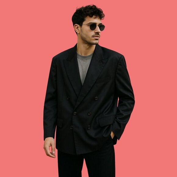 🔥 Calvin Klein Black Double-Breasted Blazer | M - Picture 1 of 6